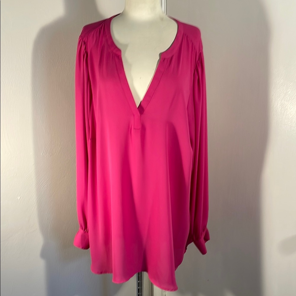 Torrid Harper Hot Pink Buttoned Relaxed Blouse